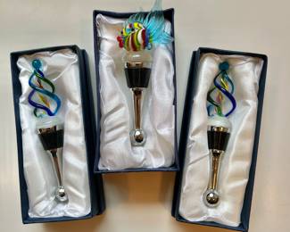 $20 each - FISH SOLD - New in Box - Blown glass bottle stoppers