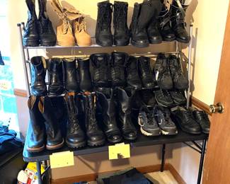 men's military boots, cowboy boots, dress shoes, tennis shoes