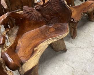 Carved Eagle Bench