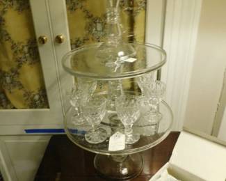 Good selection of antique glass cake stands in graduated sizes. 