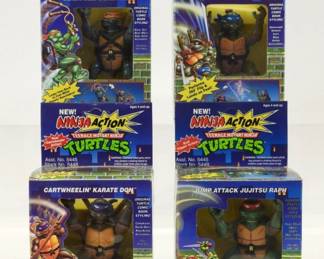4PC 1993 Playmates TMNT Ninja Action MISB Set