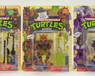 3PC 1991 Playmates TMNT Movie II MOSC Figure Group