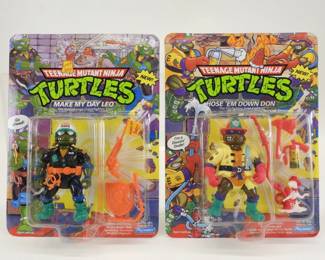 1991 TMNT Hose Em Down Don & Make My Day Leo MOSC