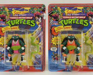2PC 1991 Playmates TMNT Shell Slamin' Mike MOSC