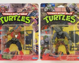 2PC 1990 Playmates TMNT Bebop Rocksteady MOSC