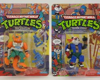 2PC 1990 Playmates TMNT Panda Khan Triceraton MOSC