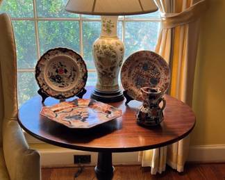 Queen Anne Table, Lamp and Porcelain