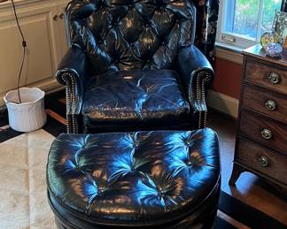 Leather Chair and Ottoman