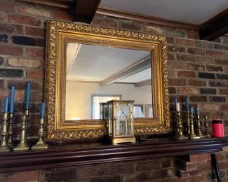 Gold Gilded Mirror and Candlesticks