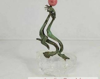 12 Silver Seal Sculpture, marked 800, on Crystal