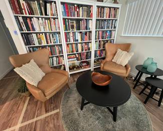 Tan leather WEST ELM chairs