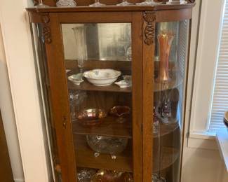  Oak bowfront  curio cabinet