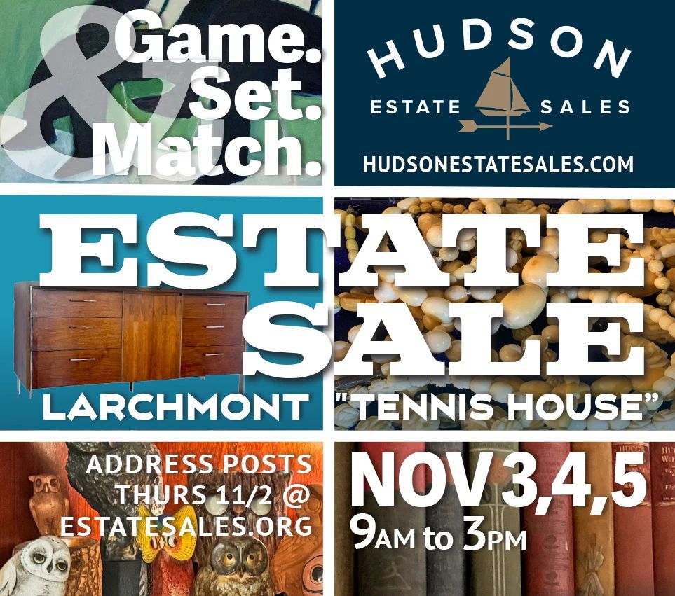 Game-Set-and-Match! It's an Estate Sale in Larchmont at "The Tennis Court House." Known to locals, but we're not saying more ... come see for yourself!