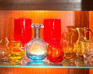 Hand blown and crackle glass