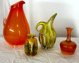 collection of mid century hand blown glass