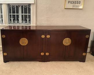 Mahogany Asian credenza, Michael Taylor for Baker Furniture
