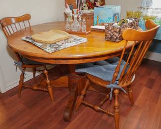 Oak dining table and chairs