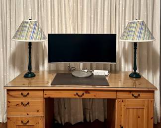 Pine Desk with Glass Top