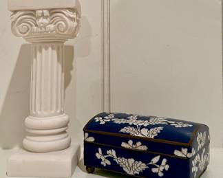 Marble Pillar & Enameled Trinket Box