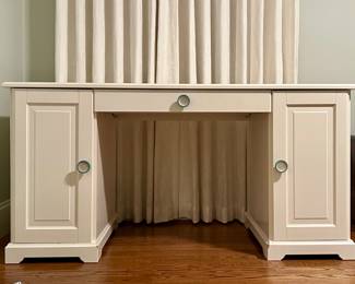 Computer Desk with Storage and Decorative Aqua Knobs