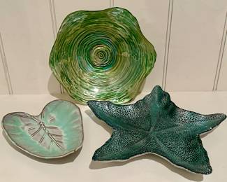Art Pottery Leaf, Decorative Bowl & Starfish Plate