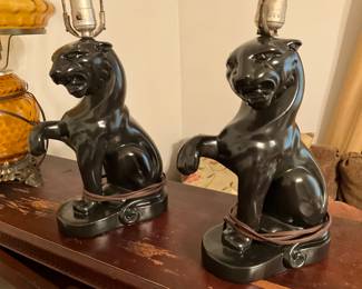Matching vintage Panther lamps