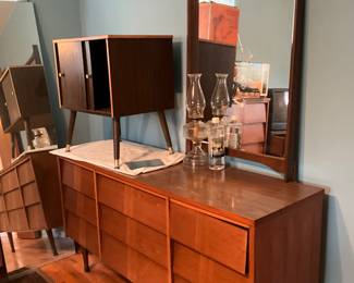 Mid century modern large dresser with mirror on one side