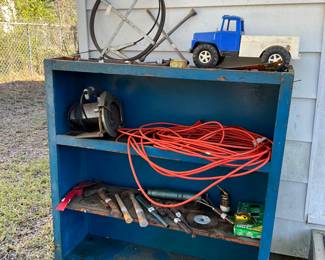 Outside in back of house