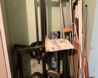 Downstairs - weight bench & weights & miscellaneous