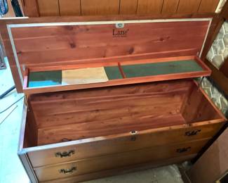 Inside of Lane cedar chest