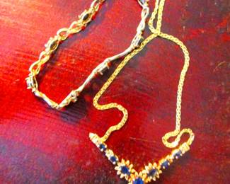 14 kt Gold Sapphire Necklace
