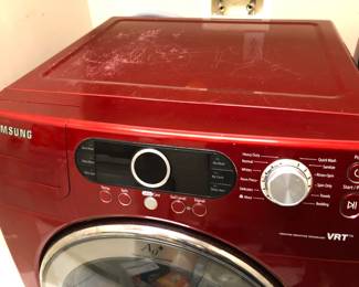 Samsung front-load washer and dryer in red
