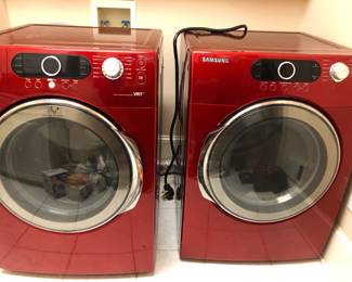 Samsung front-load washer and dryer in red