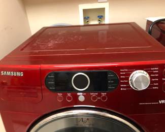 Samsung front-load washer and dryer in red
