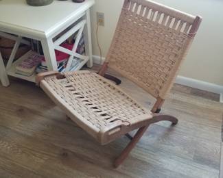 Hans Wegner-style woven rope folding chair - two available