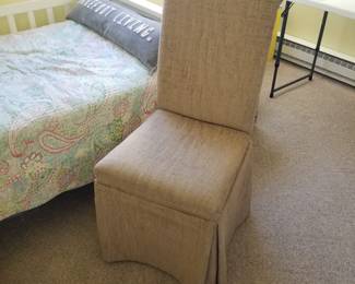 Tan upholstered Parsons chair