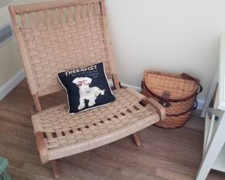 Hans Wegner-style woven rope folding chair - two available