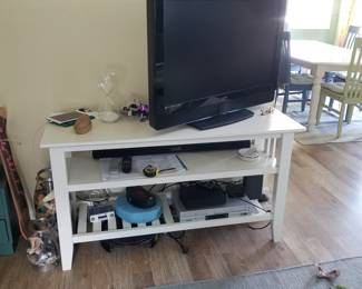 Sturdy white  table with shelves