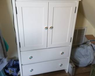 White two-drawer armoire