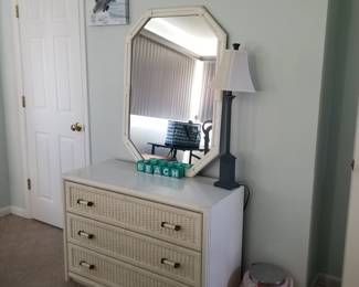 Classic faux bamboo & rattan dresser with mirror