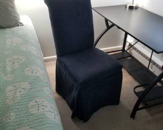 Navy upholstered Parsons chair