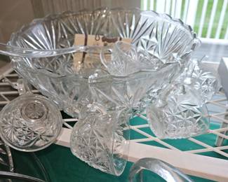 Pressed Glass Punchbowl Set!
