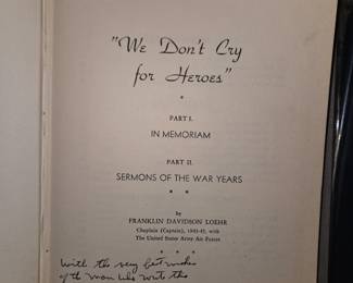 “We Don’t Cry For Our Heroes” By Franklin Davidson Loehr Signed Copies!