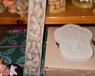 Vtg Carruth Tall Nativity Sculpture, Vtg Carruth Studio Stone Wall Plaque Nativity Scene!
