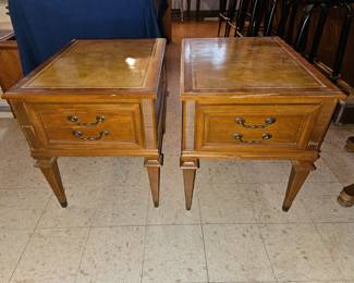 Vintage Leather Top Accent End Tables w/Drawer!
