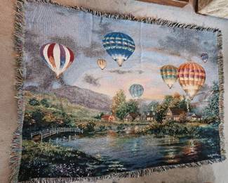 Thomas Kinkade Hot Air Balloon Afghan & Matching Pillow! 
