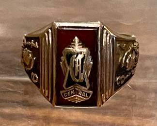 Vintage Herff Jones 1937 Ultra Supertone Central Class Ring - Size  5