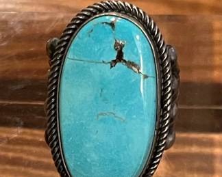 P. J. Begay Vintage Sterling Silver Turquoise Ring Size 10 - Total Weight 16.8 Grams 