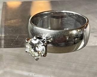 Orange Blossom 14K White Gold & .99 Carat Single Diamond Ring - Size 7.75 With Appraisal - 9.04 Grams 