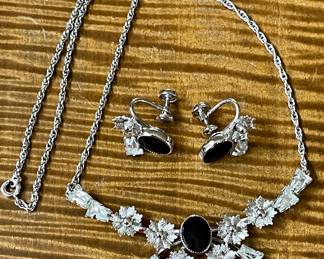 Vintage Sterling Silver Star-Art Lavaliere Necklace And Matching Earrings